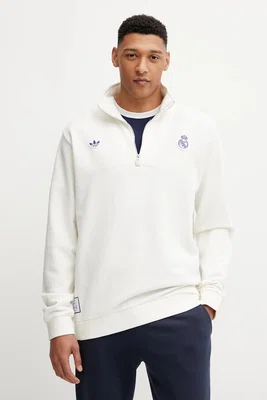 Bavlněná mikina adidas Originals Real Icon HZTP pánská, béžová barva, s aplikací, JF2574