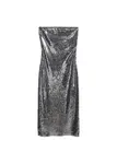 MANGO Kokteilové šaty 'Xariel'  strieborná