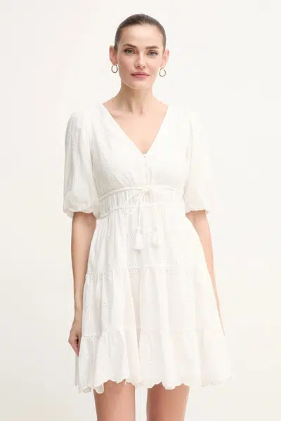 Bavlněné šaty Pepe Jeans DAY béžová barva, mini, PL953694