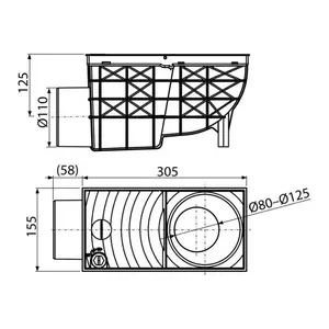 Lapač střešních splavenin boční DN Ø 110 mm, černá, ENPRO