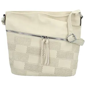 Trendy dámská koženková crossbody kabelka Rebecca, krémová