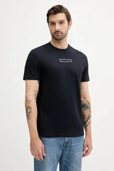 Bavlněné tričko Armani Exchange pánské, tmavomodrá barva, s potiskem, XM000539 AF10362