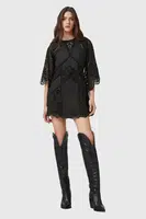 Bavlněné šaty AllSaints LUCI černá barva, mini, W138DC