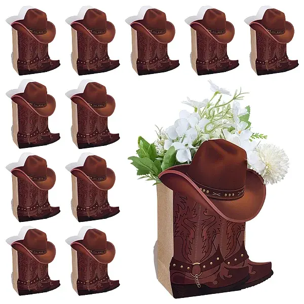 Western Cowboy Boot Folding Floral Bouquet Paper Boxes