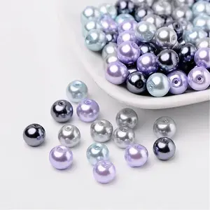 Silver-Grey Mix Pearlized Glass Pearl Beads