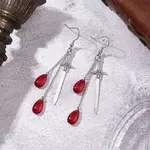 Teardrop with Sword Alloy Dangle Earrings
