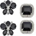 2 Pairs 2 Style Butterfly & Rectangle Glass Rhinestone Shoe Decoration