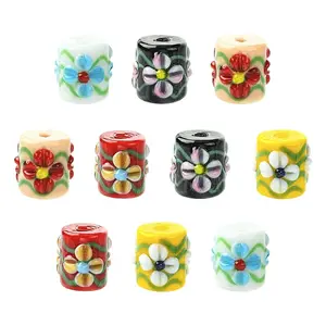 10Pcs 5 Colors Painted Glass Beads