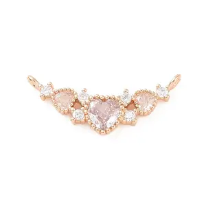 Brass Pave Clear Cubic Zirconia Connector Charms