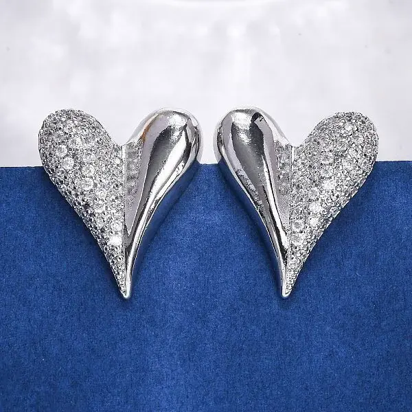 Brass Clear Cubic Zirconia Stud Earrings