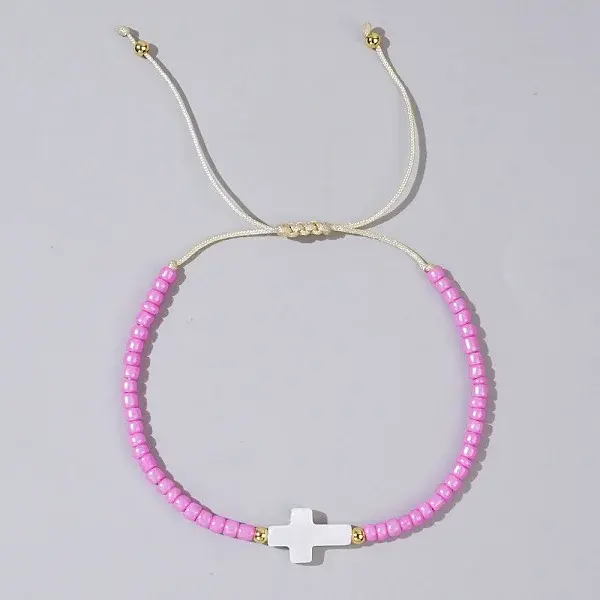 Glass Seed Beads & Brass Braided Beaded Bracelets