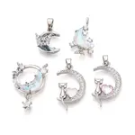 Brass Micro Pave Cubic Zirconia and Glass Pendants