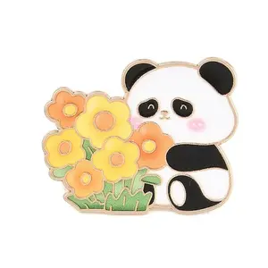Panda with Jasminum Nudiflorum Enamel Pins