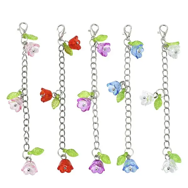 10Pcs 5 Styles Acrylic Flower Pendant Decorations