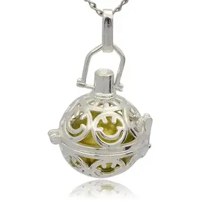 Silver Color Plated Brass Hollow Round Cage Pendants