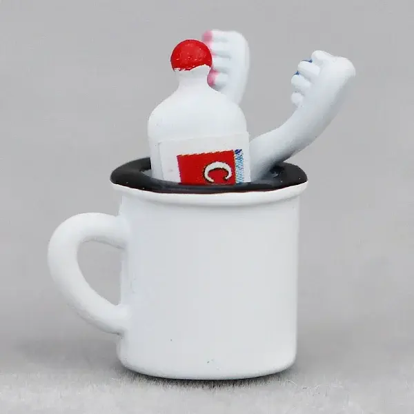 Alloy Toothbrush Toothpaste Set Miniature Ornaments