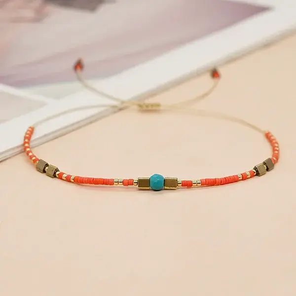 Adjustable Glass Seed Bead Braided Bead Bracelets for Women