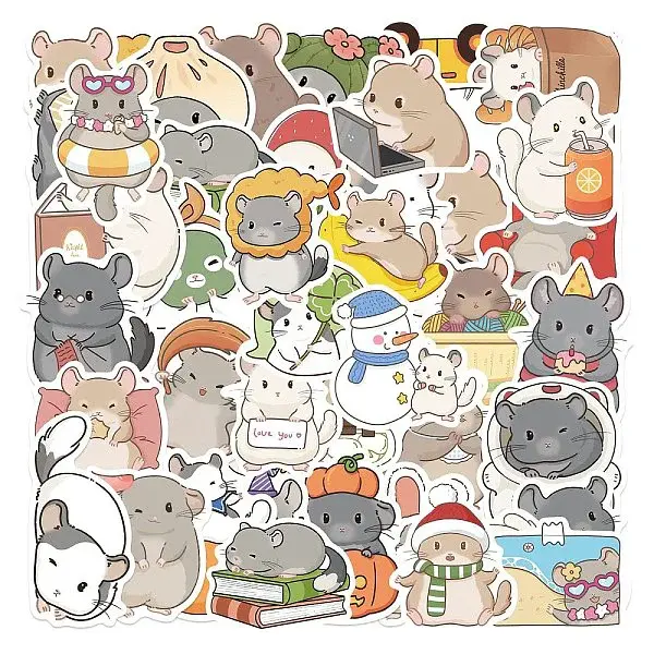 50Pcs Mouse PVC Waterproof Cartoon Stickers