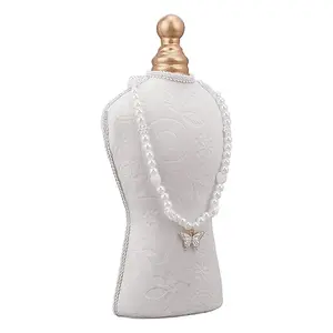 Bust Shaped Floral Velveteen Necklace Display Stands