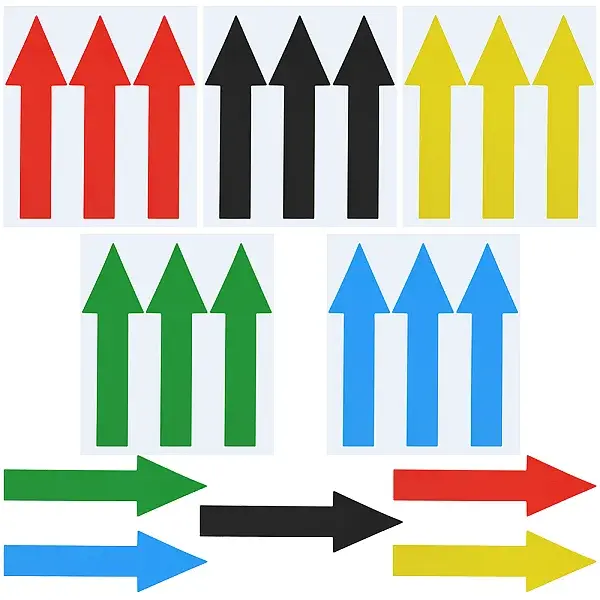 15 Sheets 5 Styles Rectangle Self-Adhesive Arrows Guide Label Sticker Paper