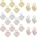 24Pcs 3 Colors Brass Micro Pave Clear Cubic Zirconia Charms