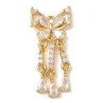 Brass Micro Pave Clear Cubic Zirconia Tassels Pendants