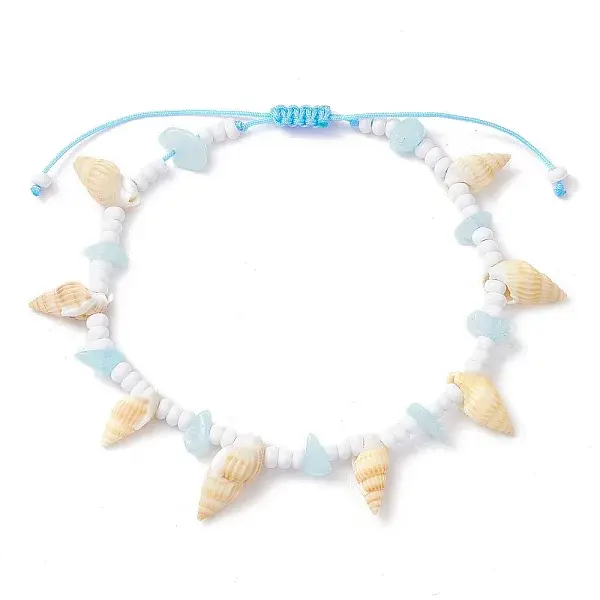 Natural Spiral Shell Braided Anklets