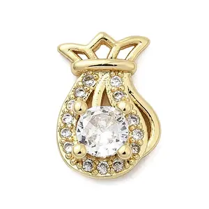 Bag Shape Brass Pave Clear Cubic Zirconia Cabochons