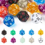 20pcs 10 colors Resin Polyhedral Dice Pendants