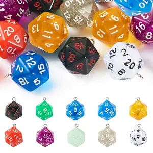 20pcs 10 colors Resin Polyhedral Dice Pendants