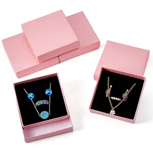 5Pcs Rhombus Textured Cardboard Jewelry Packing Boxes with Sponge Inside