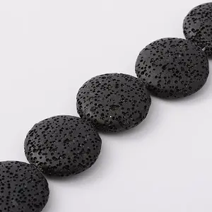 Lentil Synthetic Lava Rock Beads Strands