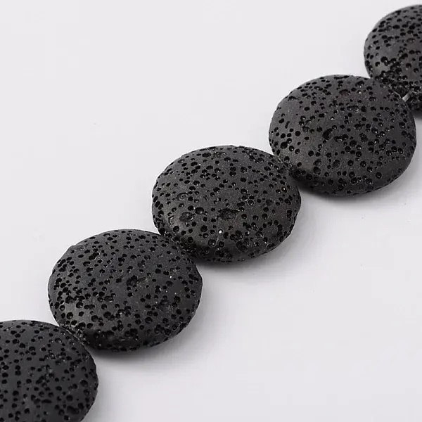 Lentil Synthetic Lava Rock Beads Strands