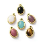 Natural Mixed Gemstone Oval Charms