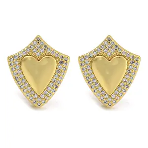 Rack Plating Brass Micro Pave Clear Cubic Zirconia Stud Earrings