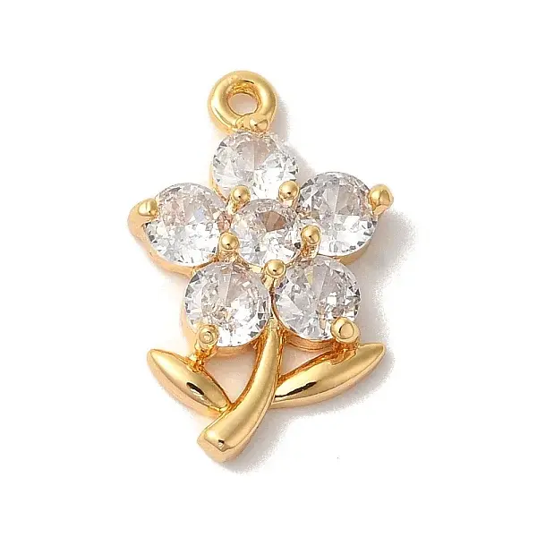 Brass Micro Pave Clear Cubic Zirconia Pendants