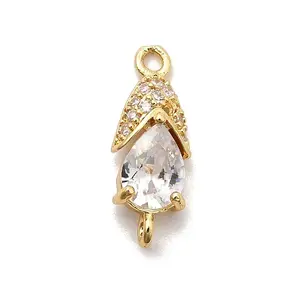 Brass Pave Cubic Zirconia Connector Charms