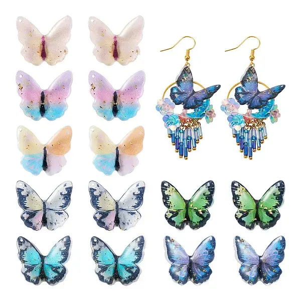 14Pcs 7 Colors Transparent Resin Pendants
