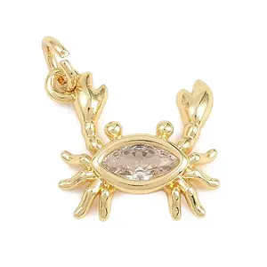 Brass Micro Pave Clear Cubic Zirconia Charms