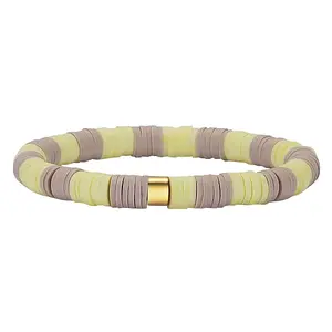 Polymer Clay Heishi Surfer Stretch Bracelet with 304 Stainless Steel Beaded