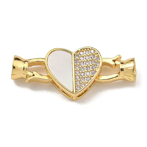Brass Micro Pave Clear Cubic Zirconia Fold Over Clasps