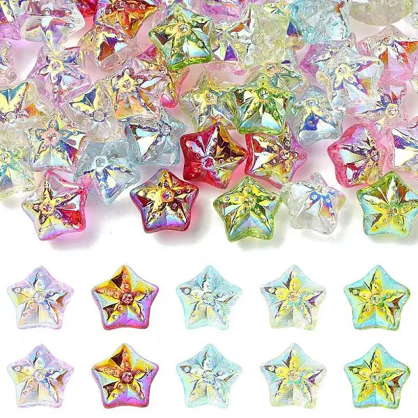 50Pcs 10 Colors Electroplate Baking Paint Glass Beads