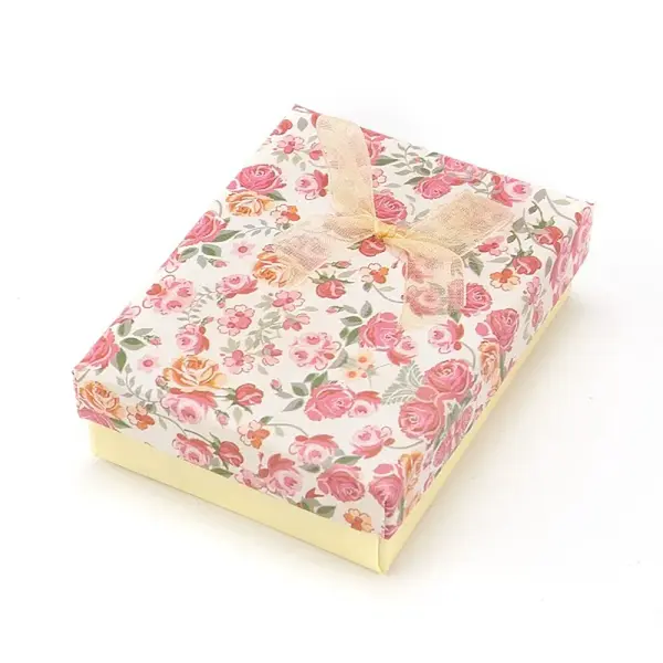 Flower Pattern Cardboard Jewelry Packaging Box