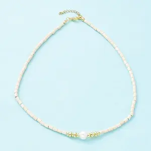 Synthetic Turquoise & Natural Pearl Beaded Necklace
