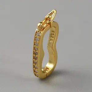 925 Sterling Silver Micro Pave Clear Cubic Zirconia Twister Clasps