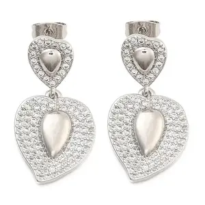 Brass Pave Cubic Zirconia Stud Earrings for Women