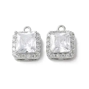 Brass Micro Pave Cubic Zirconia Charms