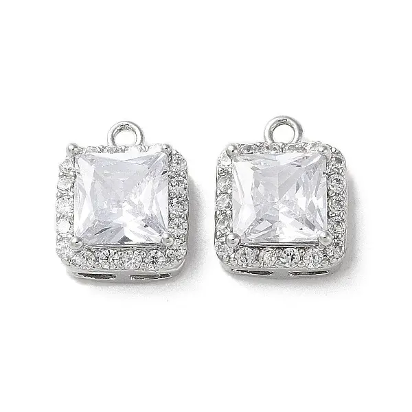 Brass Micro Pave Cubic Zirconia Charms