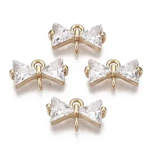 Brass Micro Pave Cubic Zirconia Links Connectors