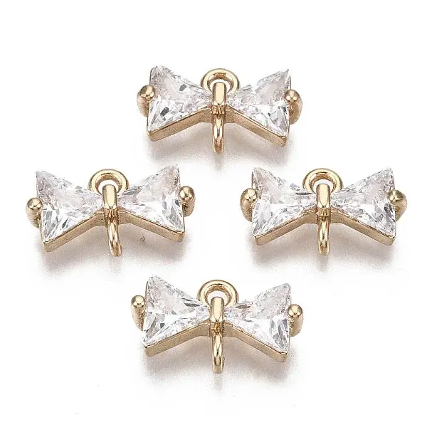 Brass Micro Pave Cubic Zirconia Links Connectors